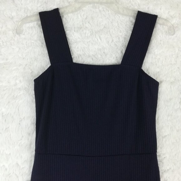 Vanity Room Womens‎ Midi Apron Navy Blue Ribbed Front Slit Pullover Sleeveless M - Picture 3 of 11